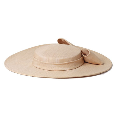 FS Elegante Chapéu de Aba Larga Marfim Feminino Grande Laço Ocasião Formal Kentucky Boné Feminino Casamento Coquetel Festa Fedora de Topo Reto 2024