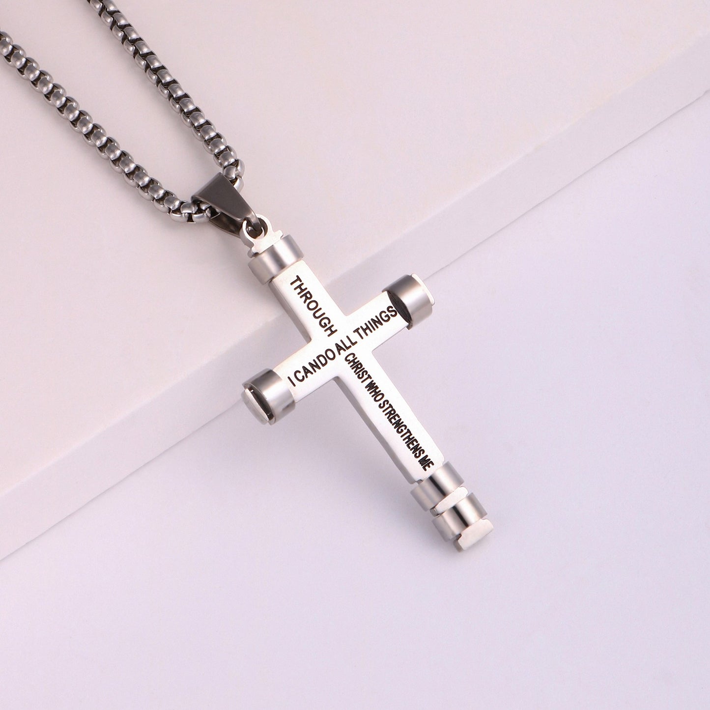 Colar Masculino Minimalista Aço Inoxidável Cruz de Jesus para Homem