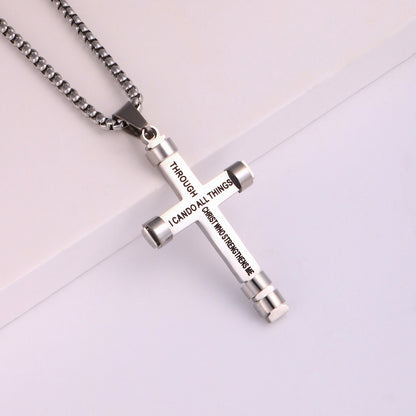 Colar Masculino Minimalista Aço Inoxidável Cruz de Jesus para Homem