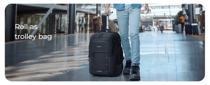 BAGSMART 17" Wheeled Laptop Backpack 40L Carry-On Water-Resistant Rolling Trolley Bag for Travel Work College Men Women