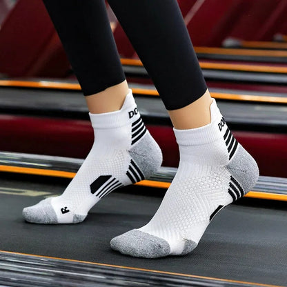 3 Pares Meias de Corrida de Maratona Masculinas Femininas Profissionais Esportivas Tornozelo Fitness Tubo Acolchoado Engrossado Baixo Cano Curto Barco Meias