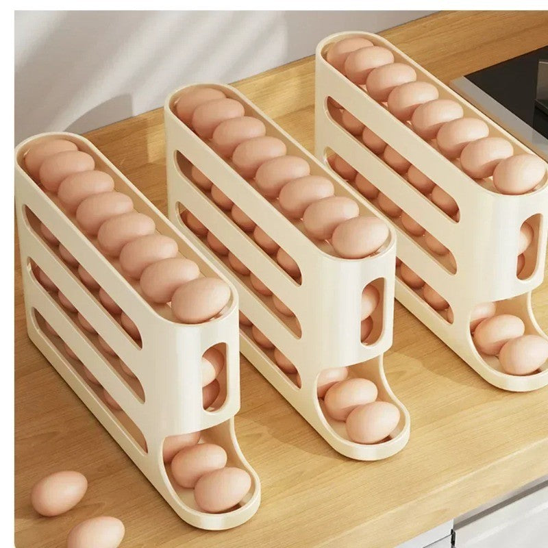 Multi-Tier High-Capacity Automatic Slide-Down Egg Holder Refrigerator Side Egg Storage Tray Kitchen Egg Storage Tray