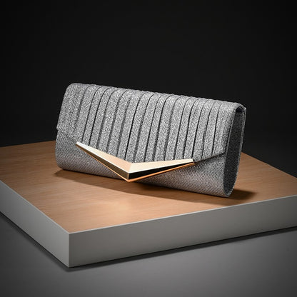 Luxury Envelope Evening clutch Bag New Bright Grain Wrinkle Textured Long Hardware shoulder bag Wedding Handbag for wedding bag