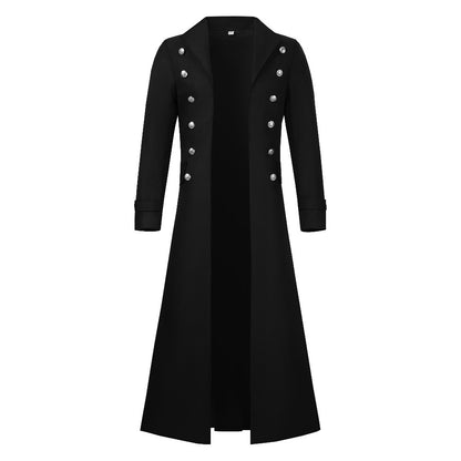 Medieval Steampunk Retro Gothic Coat Trench Coat Victorian Uniform Mid-length Men's Top