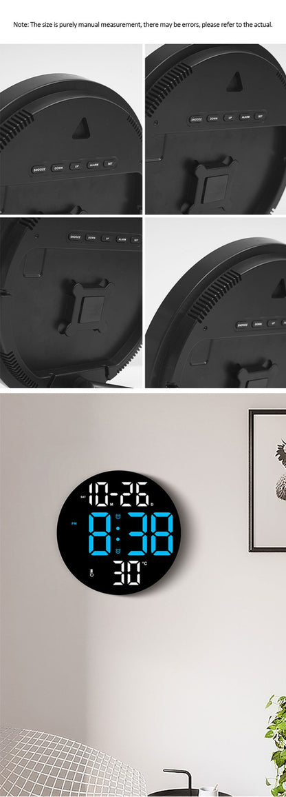 10inch LED Large Digital Wall Clock with Dual Alarms Calendar and Temperature Display Brightness Adjustable Countdown Home Clock