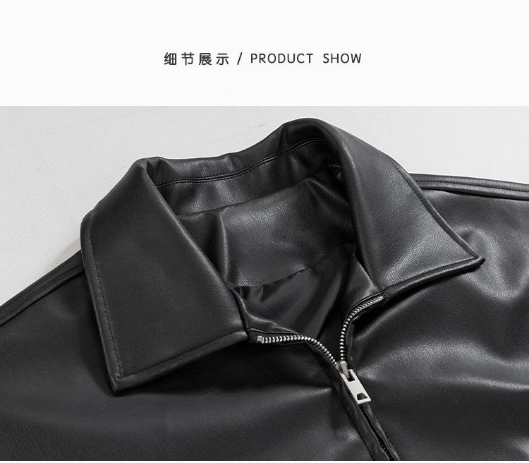 Mauroicardi Spring Autumn Cool Luxury Short Black Soft Light Pu Leather Jacket Men Zipper Casual Mens Jackets and Coats Fashion