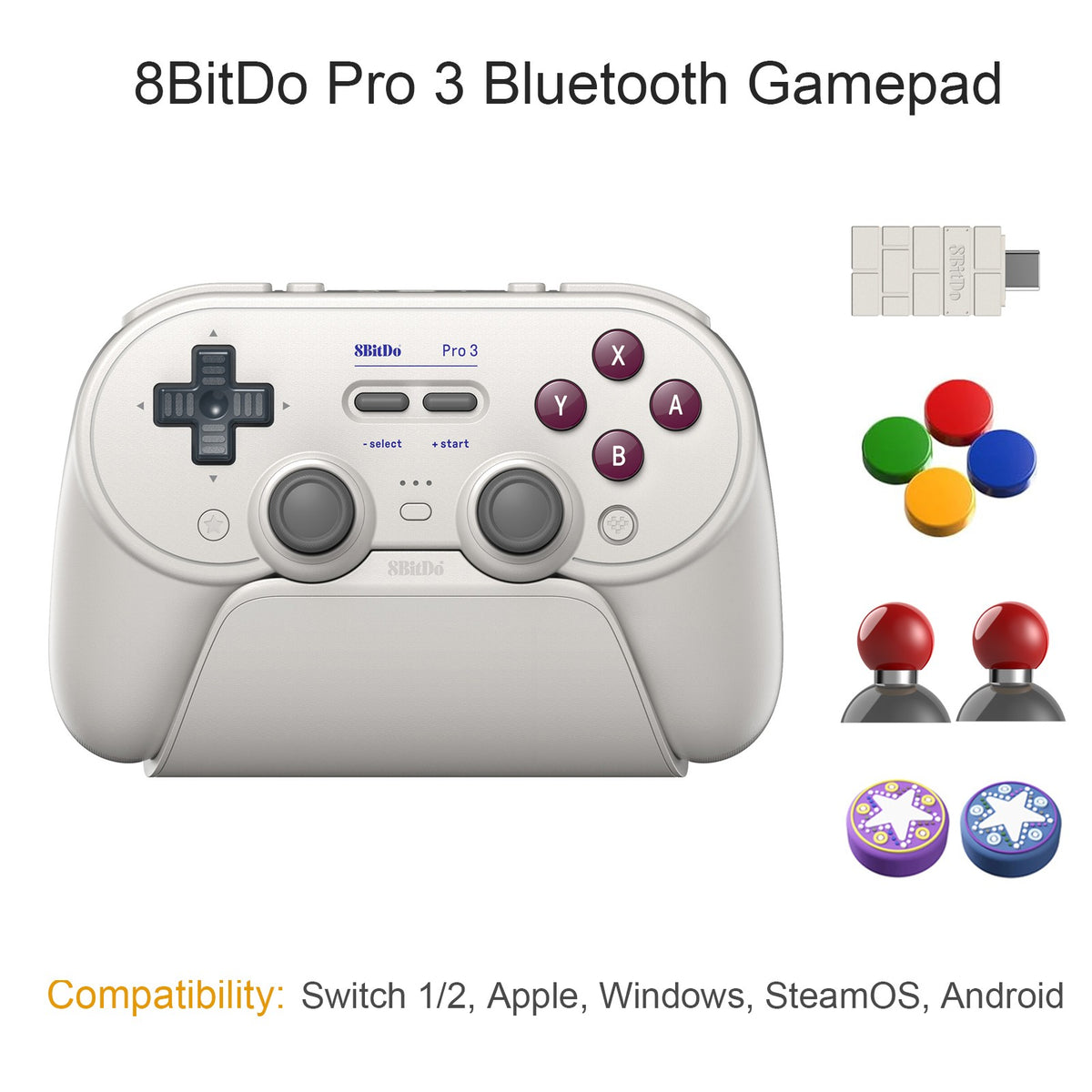 8BitDo Pro 3 Bluetooth Gamepad for Switch 1/2, Windows, Apple, Steam Special Edition Wireless Game Controller with TMR Joysticks