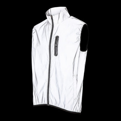 WOSAWE Full Reflective Jacket with Hoodie High Visibility Waterproof Wind Breaker Men Women Hiking Cycling Running Safety Vest