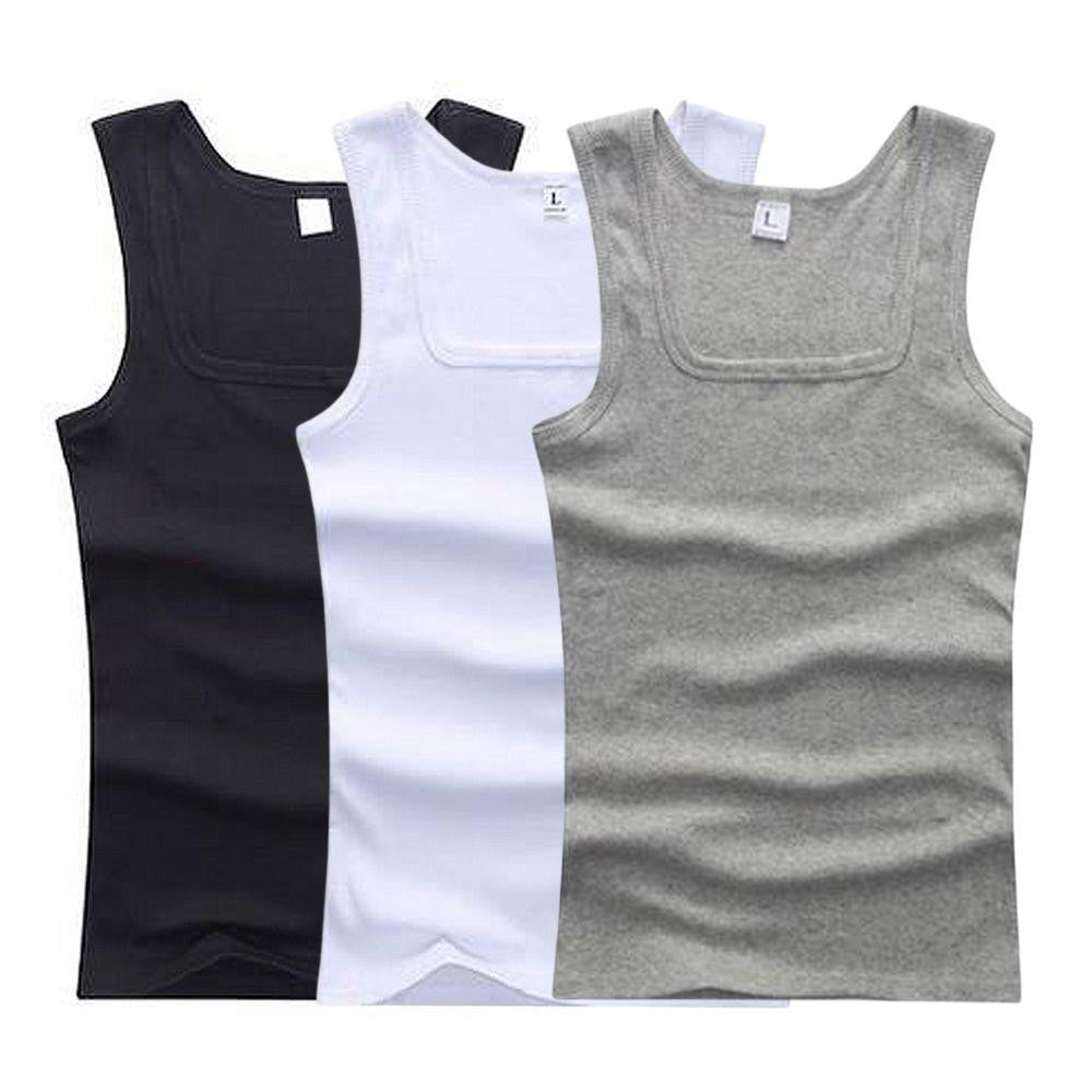 3pcs/lot Cotton Mens Tank Tops Sleeveless Solid Muscle Vest Undershirts Men's Clothes U-neck Gym Clothing Women Sleeveless Shirt