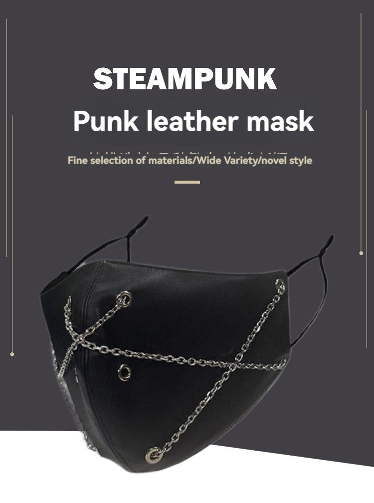 1pc Men's Steampunk Party Color Block Protective Face Mask, Motorcycle Mask Dustproof Halloween Easter Adult Mask