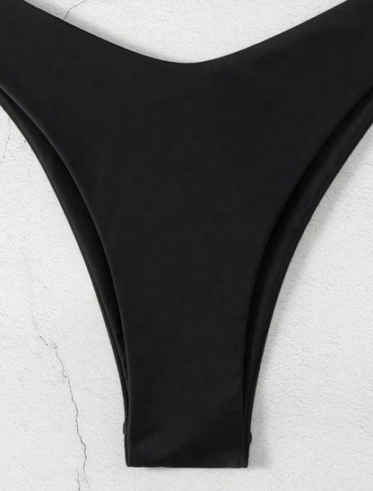 2025 New Bikini Set Women Sexy Simple Solid White/Black/Coffee Halter Bikini Swimsuit Lace Up Brazilian Beach Bathing Suit