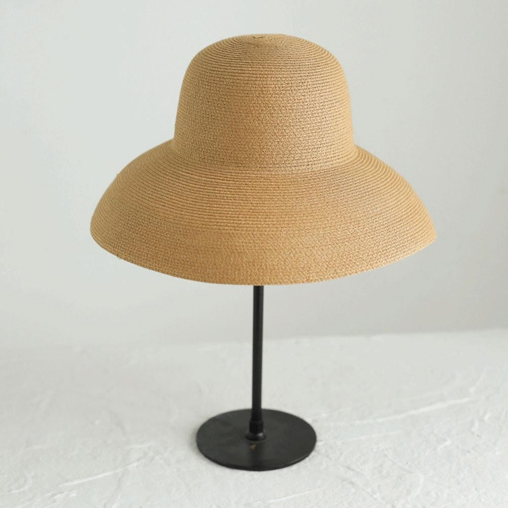 Women Panama Straw Hat Summer Sun Hats Solid Plain Elegant Wide Brim Hat Sunscreen Hepburn Style Beach Hat For Outdoor