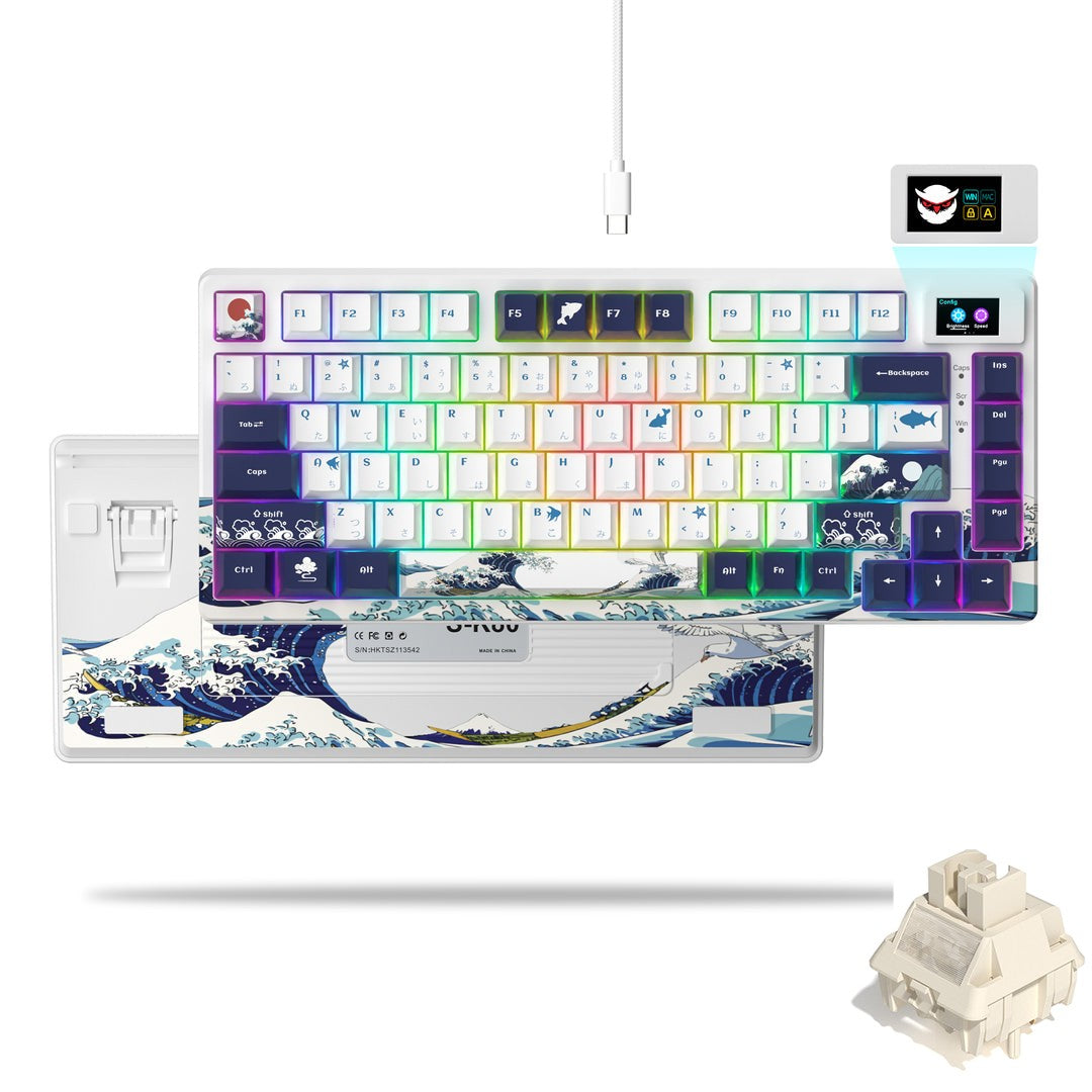 Teclado Gamer Mecânico Womier S-K80 75% com Display OLED Colorido Hot Swap Gasket Mount RGB Teclado Personalizado