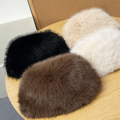 Chapéu de Inverno Feminino de Pele Fofa, Gorro de Esqui para Neve, Chapéu Feminino de Pele Sintética Grossa Quente à Prova de Vento, Chapéu Russo de Visom para Pescador