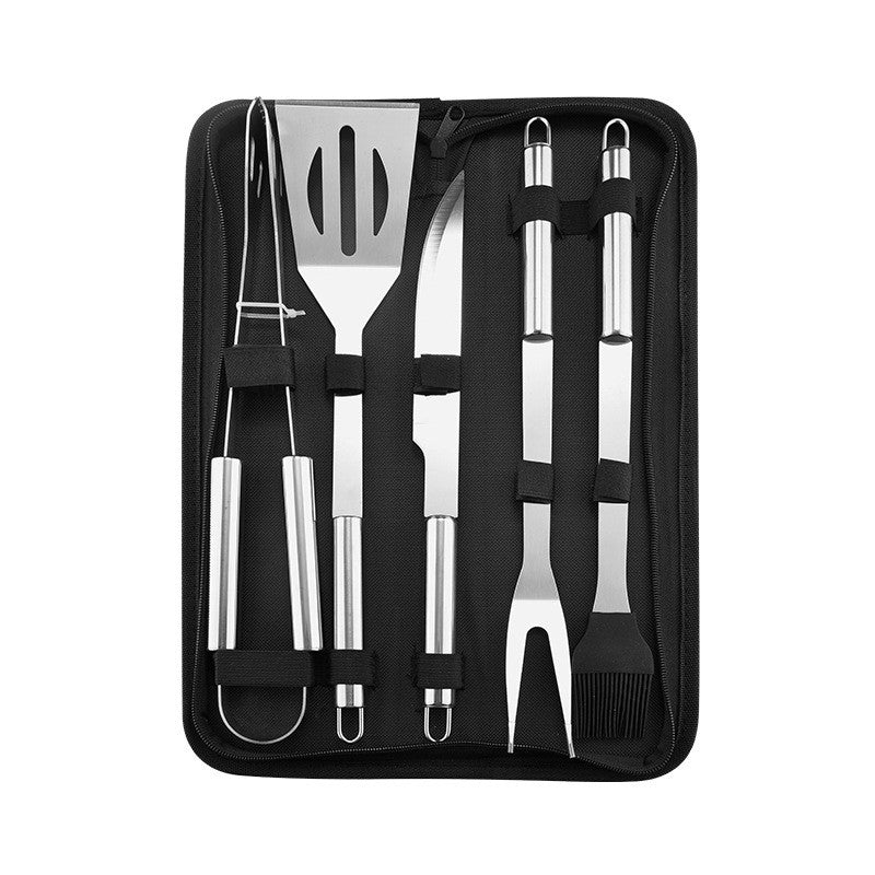 Stainless Steel BBQ Tool Set - Portable Grill Utensils in Oxford Cloth Bag, Complete Outdoor Cooking Kit for Camping &