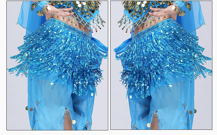 Sexy Sequins Tassel Dancewear Mini Skirt Women Clothes Jupe Femme Belly Dance Skirts Ladies Faldas Performance Stage Bottom Saia
