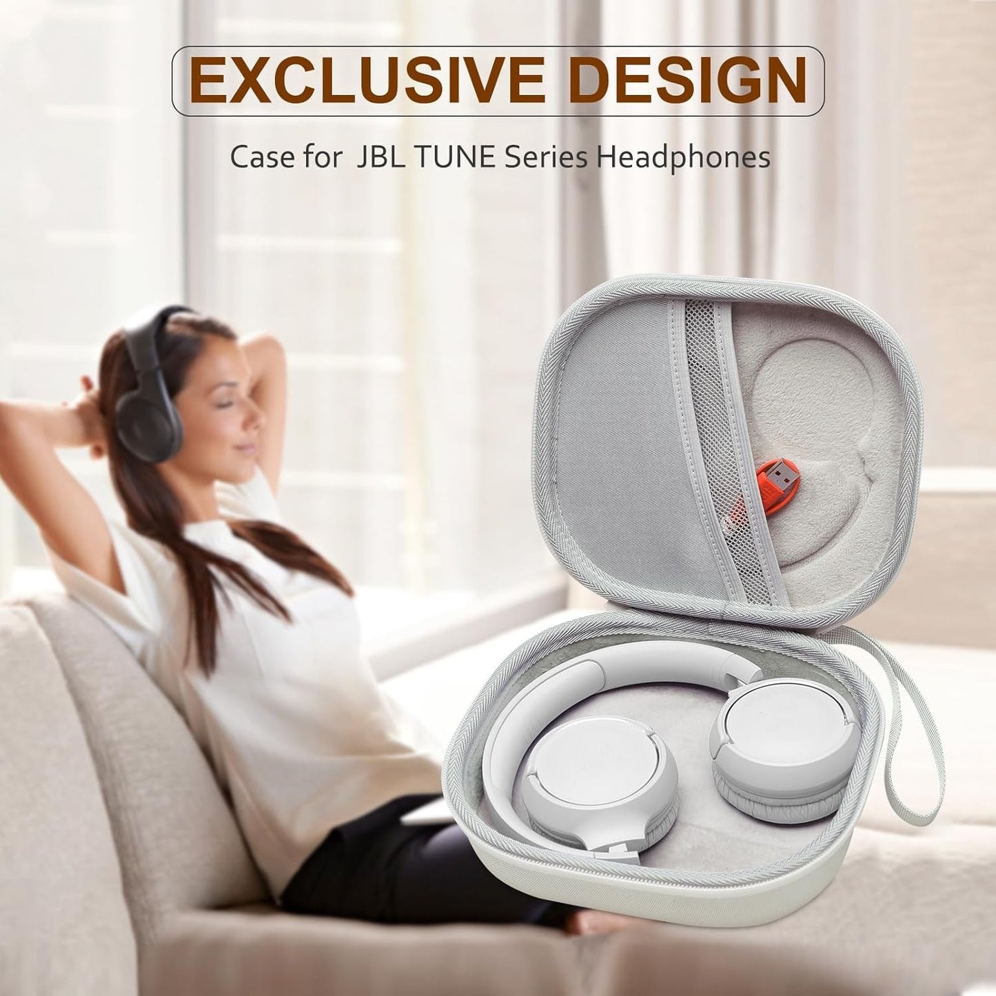 Estojo rígido LTGEM EVA para JBL Tune 510BT/520BT/660NC/670NC/570BT/525BT/500BT/500 Bolsa de armazenamento para fone de ouvido (somente bolsa)