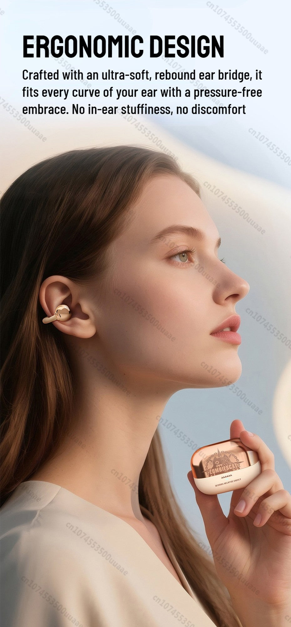Zombiescat B15 OWS Ear Clip Headphone 360° Immersive Stereo Bluetooth 5.4 Wireless Earphones ENC Clear Call TWS Wireless Earbuds