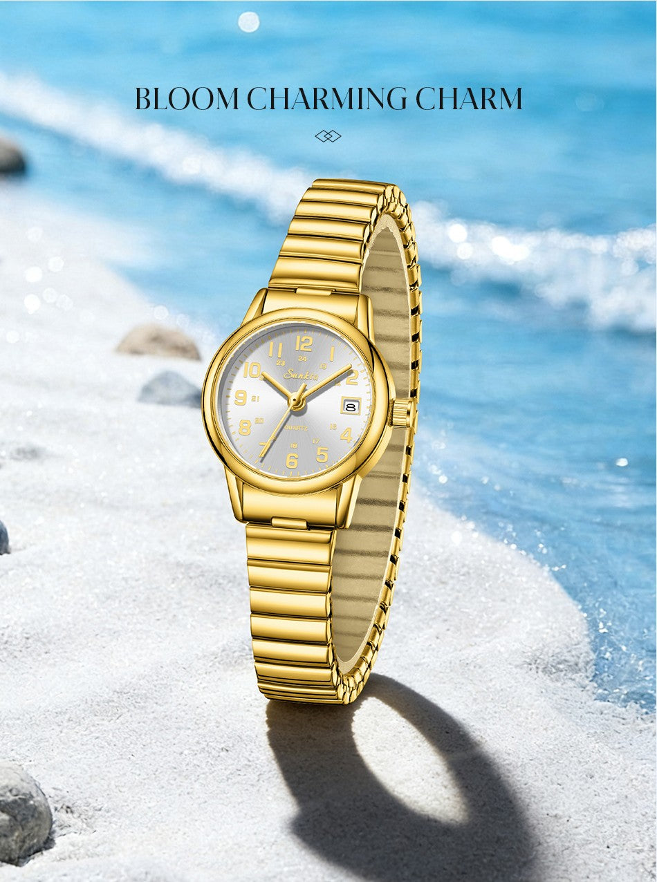 LIGE Sunkta Elegant Fashion Woman Watch Classic Luxury Auto Date Waterproof Simple Stainless Belt Watches for Women Montre Femme