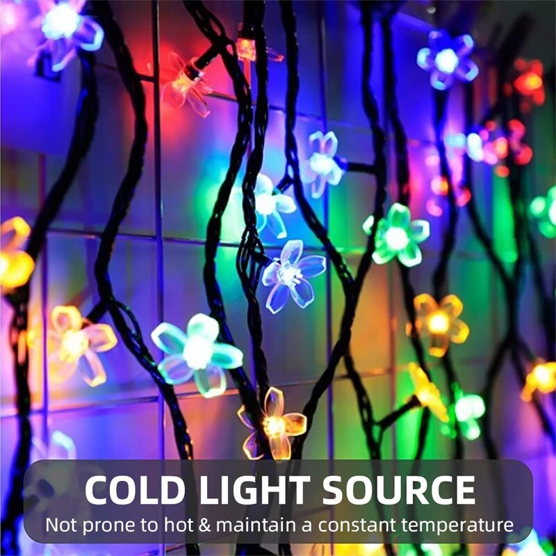 Solar Cherry Garden Blossom Flower Lights Garlands String Lights Solar Outdoor Waterproof Christmas Decoration Lamp
