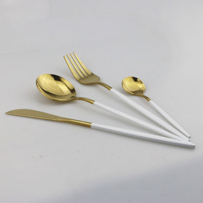 8 colheres de mesa de jantar, talheres de aço inoxidável, prateado, talheres dourados, utensílios de cozinha, talheres pretos.