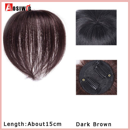 Perucas de cabelo encaracolado sintético AOSI castanho preto, substituição de extensões de cabelo tipo topete, apliques femininos com franja