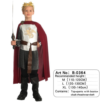 Boy King Prince Role Playing Costume Royal Set Prince Crown Cloak Halloween Birthday Makeup Party Gorgeous Dress Up No scepter
