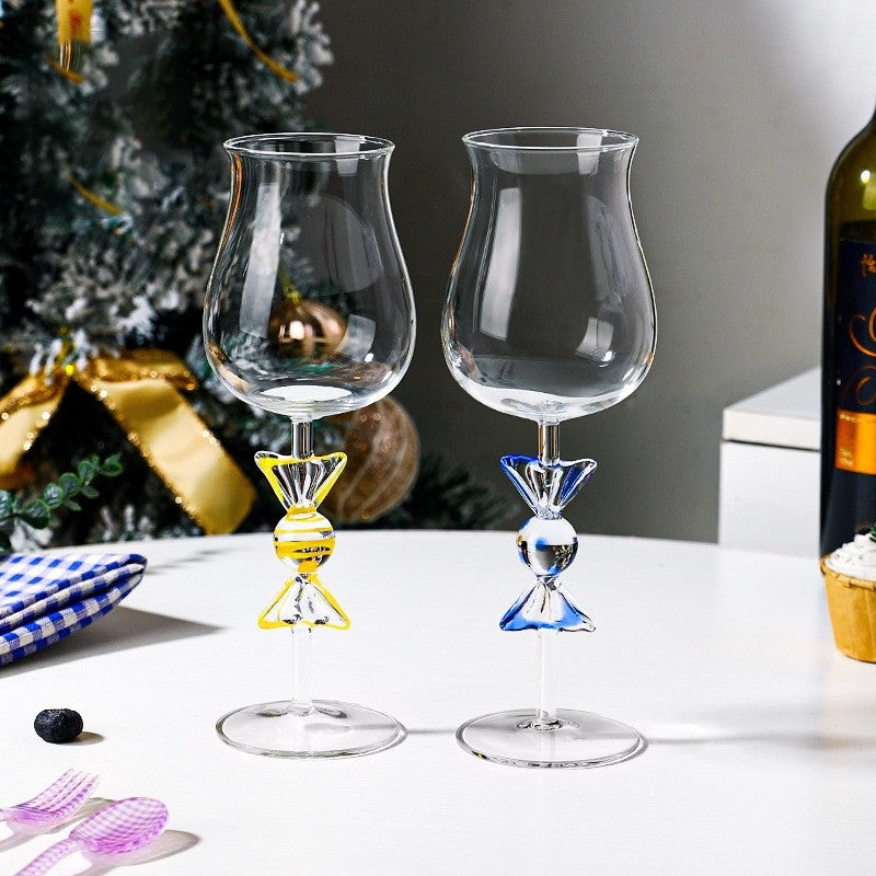 Copo de Vidro Criativo de Alta Boro para Doces, Taça Alta, Presente de Natal, Taça de Vinho Tinto para Doces de Alta Qualidade para Casa