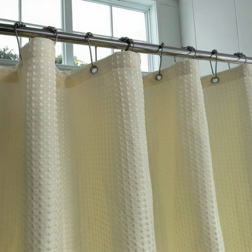 Cortina de Chuveiro de Tecido Minghe, Cortina de Chuveiro de Banheiro de Pano Resistente, Cortina de Chuveiro de Poliéster Waffle 230 gsm