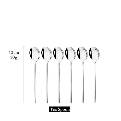 6Pcs/Set Teaspoon Stainless Steel Flatware Colorful Cake Fruit Spoons Dessert Small Coffee Spoon Snack Kitchen Dinnerware Tools