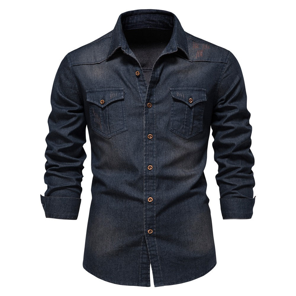 Spring Autumn New Men's Denim Shirts Fashion Casual Long Sleeve High Quality Cotton Shirt Jackets Vintage Slim Male Jean Shirts