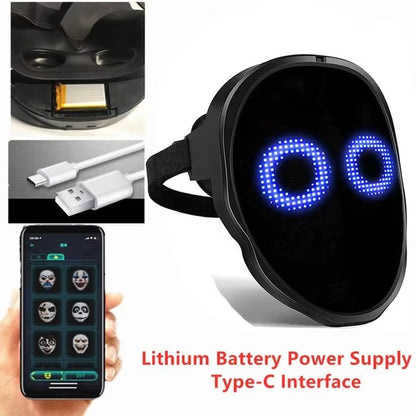 Led Mask with Bluetooth App Control Programmable Face Transforming Light up Halloween Led Mask
