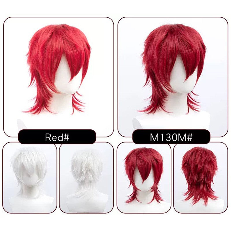 Perucas Curtas Sintéticas Snoya com Franja Corte Pixie Peruca Desfiada para Festa Cosplay para Homens e Mulheres Rosa Vermelho Verde Roxo Estilo Coreano Peruca Masculina