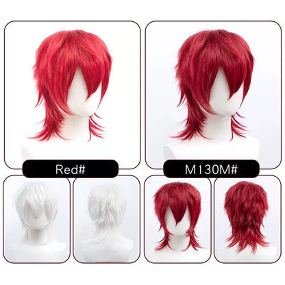 Perucas Curtas Sintéticas Snoya com Franja Corte Pixie Peruca Desfiada para Festa Cosplay para Homens e Mulheres Rosa Vermelho Verde Roxo Estilo Coreano Peruca Masculina