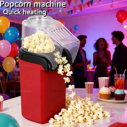 Mini Popcorn Maker: Electric Hot Air Corn Popper with fast heating, a Compact Snack Machine for Movie Night Parties Home Kitchen