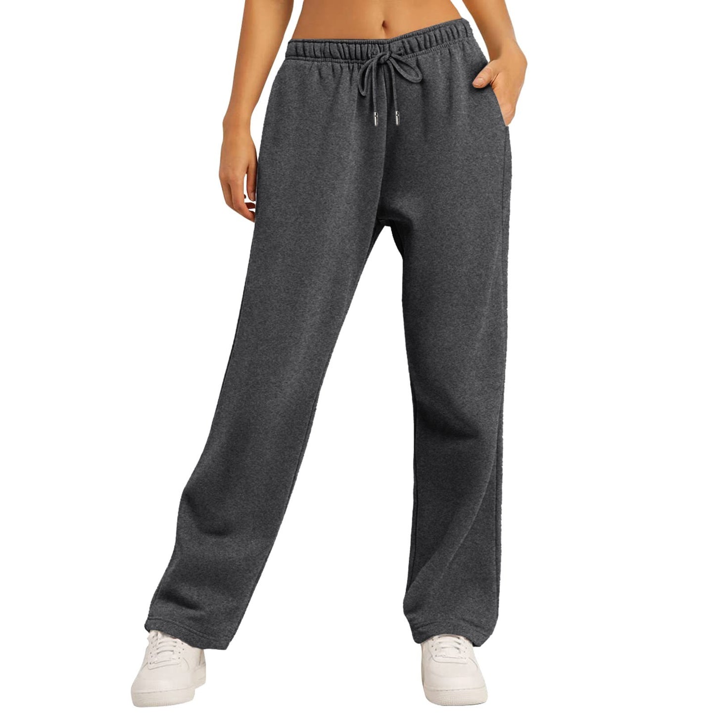 Wide Leg Pants For Women’s Fleece Lined Sweatpants Straight Pants Bottom All-Math Plain Fitness Joggers Pants Travel Basic
