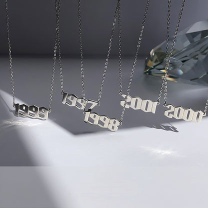 Colares de Aço Inoxidável 1980-2021 Ano de Nascimento para Mulheres e Homens Gargantilha com Número de Data Pingente de Joias Presente Comemorativo