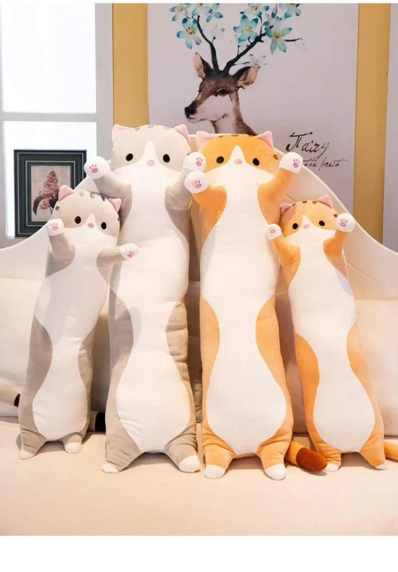 Long Cat Plush Body Pillow Creative Cute Animal Stuffed Cushion Soft Sofa Decorative Throw Pillow Large Sleeping Cushion Decor