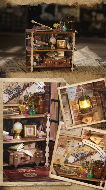 Magic Shop DIY Wooden Dollhouse Miniature Doll House Kit with Furniture Roombox Retro Home Model Toy for Children Gift