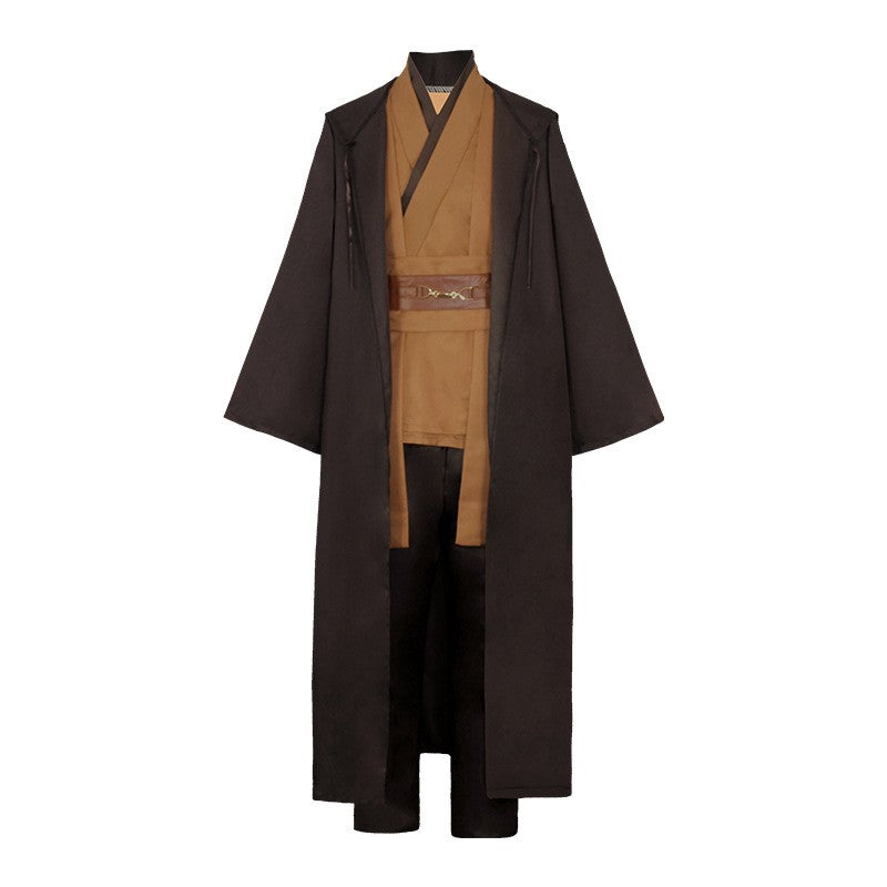 Obi Wan Kenobi Men Robe Jedi Knight Tunic Costume Hooded Uniform Full Set for Halloween Carnival Role Playing Costume
