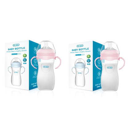 MAMIJOY 2PCS 150/240/330ML Baby Bottle With Handle Anti-bloating?Anti-drop Clear Scale Newborn Bottle Feeding Bottles PP15/24/33