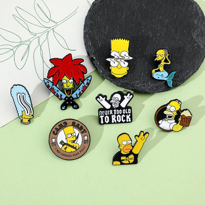 8 Peças The Simpsons Esmalte Pin Desenho Animado Bart Simpson Homer Jay Simpson Broche de Metal Jaqueta Jeans Lapela Joias Brinquedo