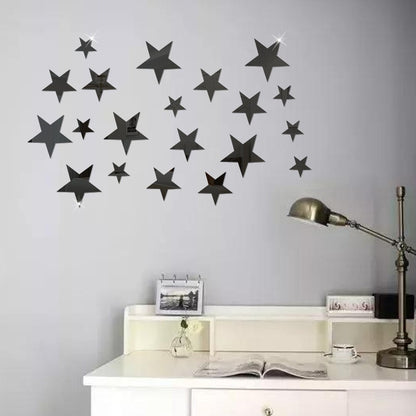 3D Star Mirror Wall Sticker Large Medium and Small Combination Acrylic Mirror Wall Sticker Home Living Room Wall Decorations