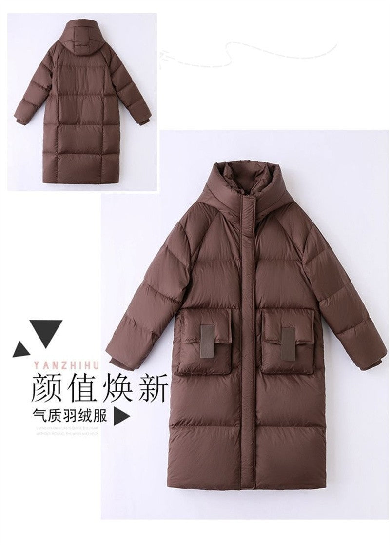Mid to Long Down Jacket Knee Length 2024 Winter New Item Thickened Warm Fashionable Loose Versatile Jacket Women's Solid Color