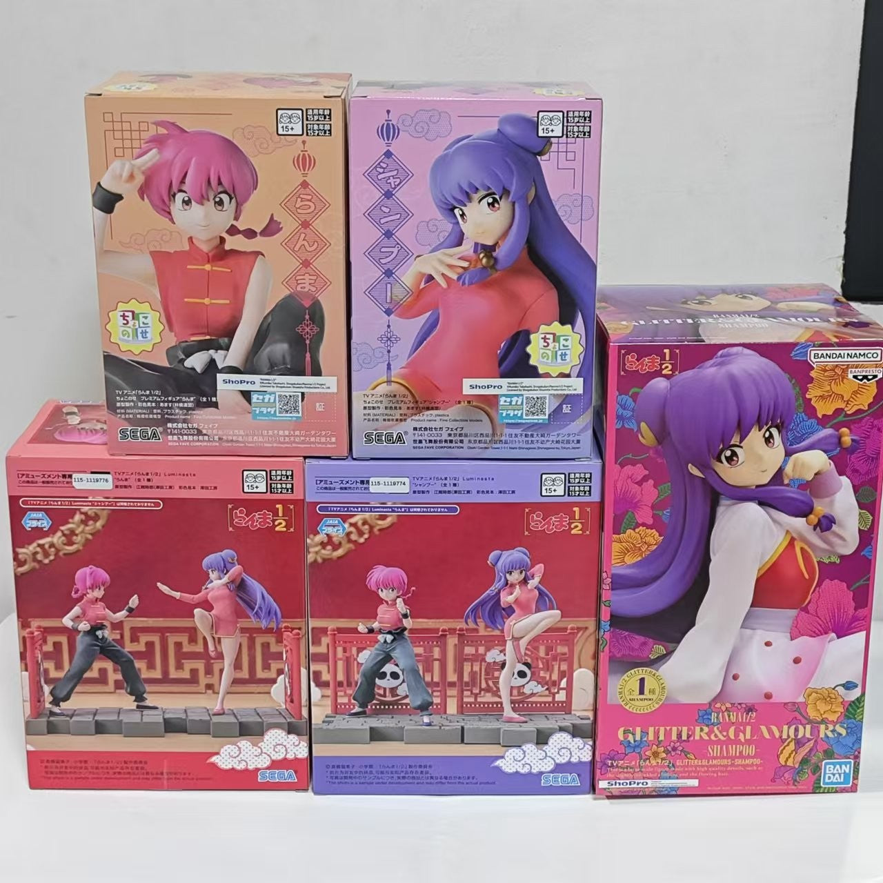 BANDAI SEGA Original Ranma 1/2 Luminasta Tendou Akane Shampoo Ranma Anime Figure Action Figures Model Figurine Toys
