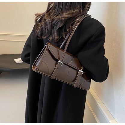 High End Burgundy Oil Wax Leather Underarm Bag Elegant Women's Magnetic Buckle Shoulder Bag Commuter Versatile Ladies Tote Bags