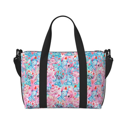 Custom Large SLilo And Stitch Cartoon Tote Bag Women Anime Shopping Shoulder Beach Gym Travel Bag