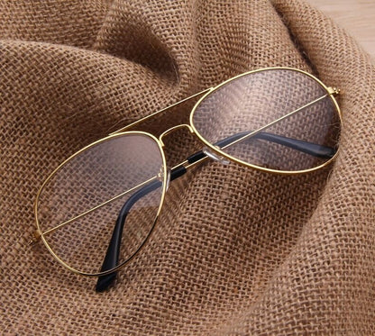 Aviation Gold Frame Sunglasses Male Classic Eyeglasses Transparent Clear Lens Optical Woman Man Glasses Pilot Style