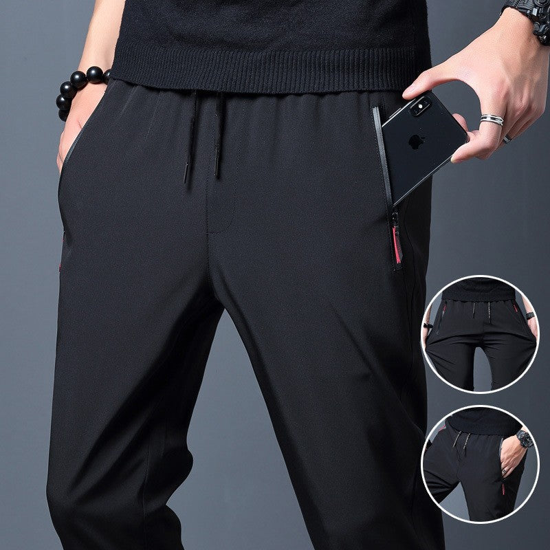 2024 Summer men's casual pants slim fit thin Korean version ice silk pants Jinlun sports pants straight tube quick drying pants