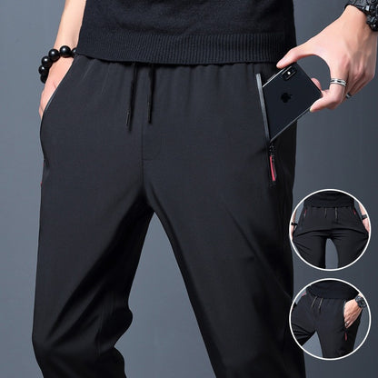 2024 Summer men's casual pants slim fit thin Korean version ice silk pants Jinlun sports pants straight tube quick drying pants